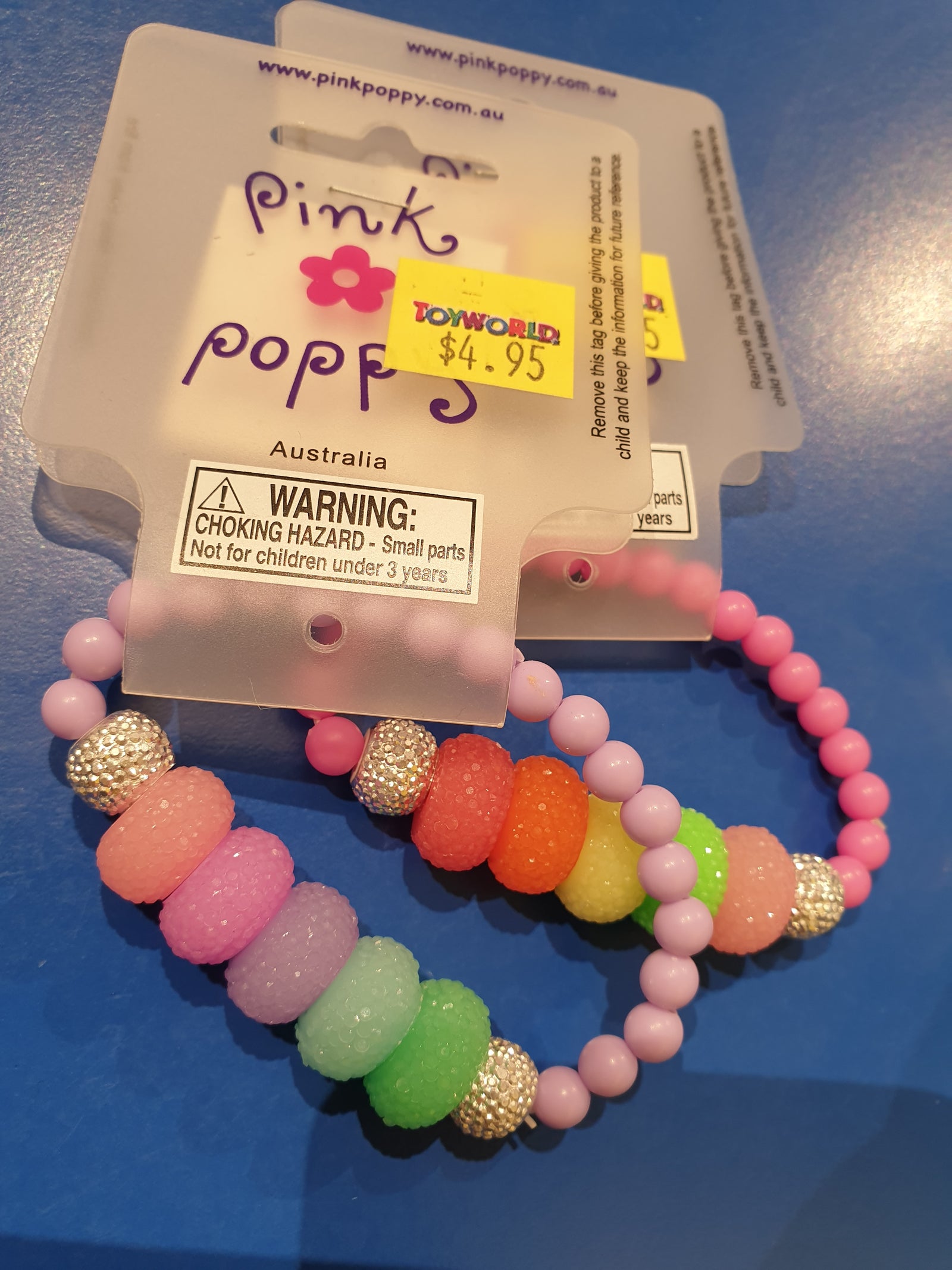 PINK POPPY SUGAR CANDY BEAD BRACELET - Toyworld Frankston