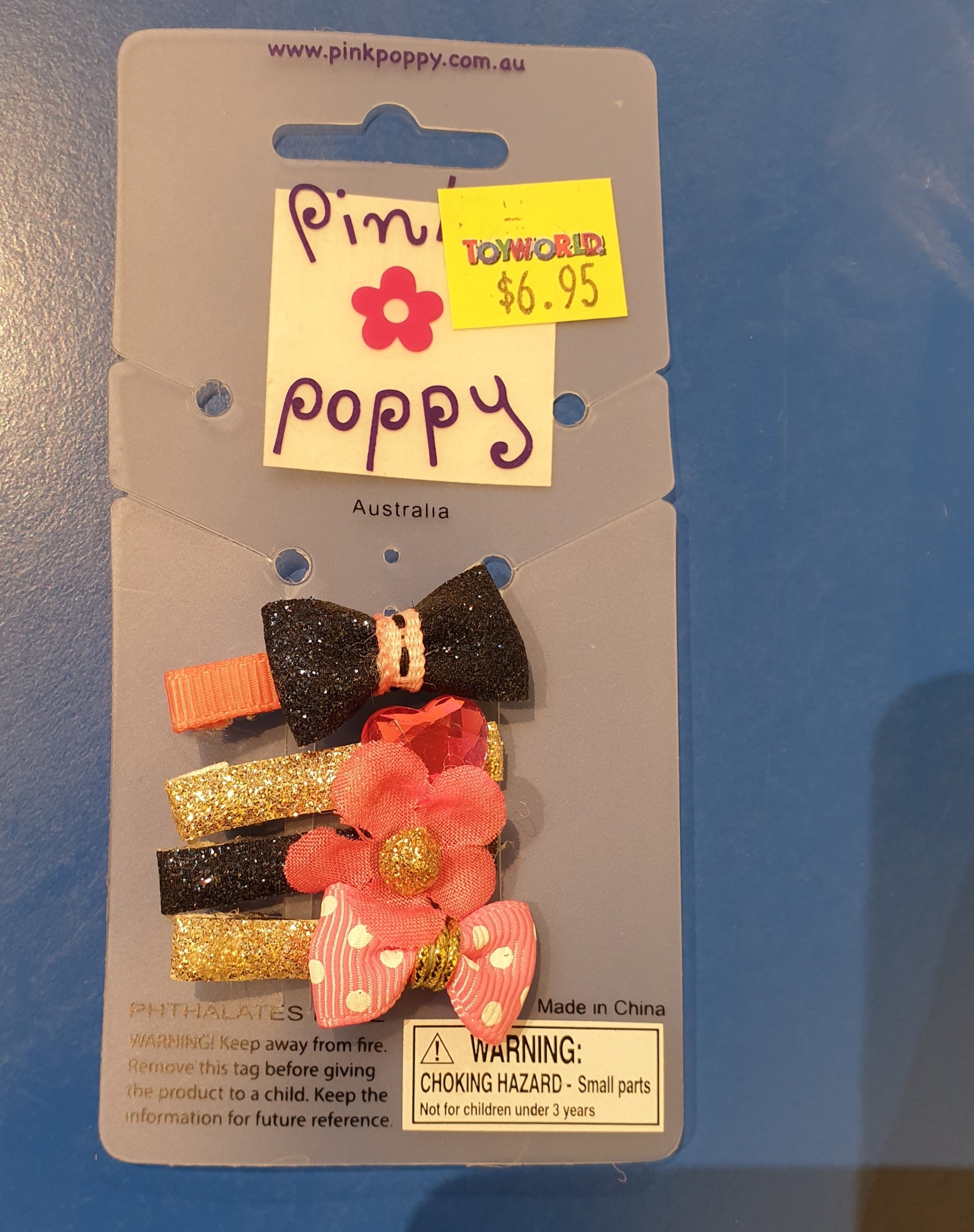 PINK POPPY BOW AND BLOOM HAIRCLIP SET - Toyworld Frankston