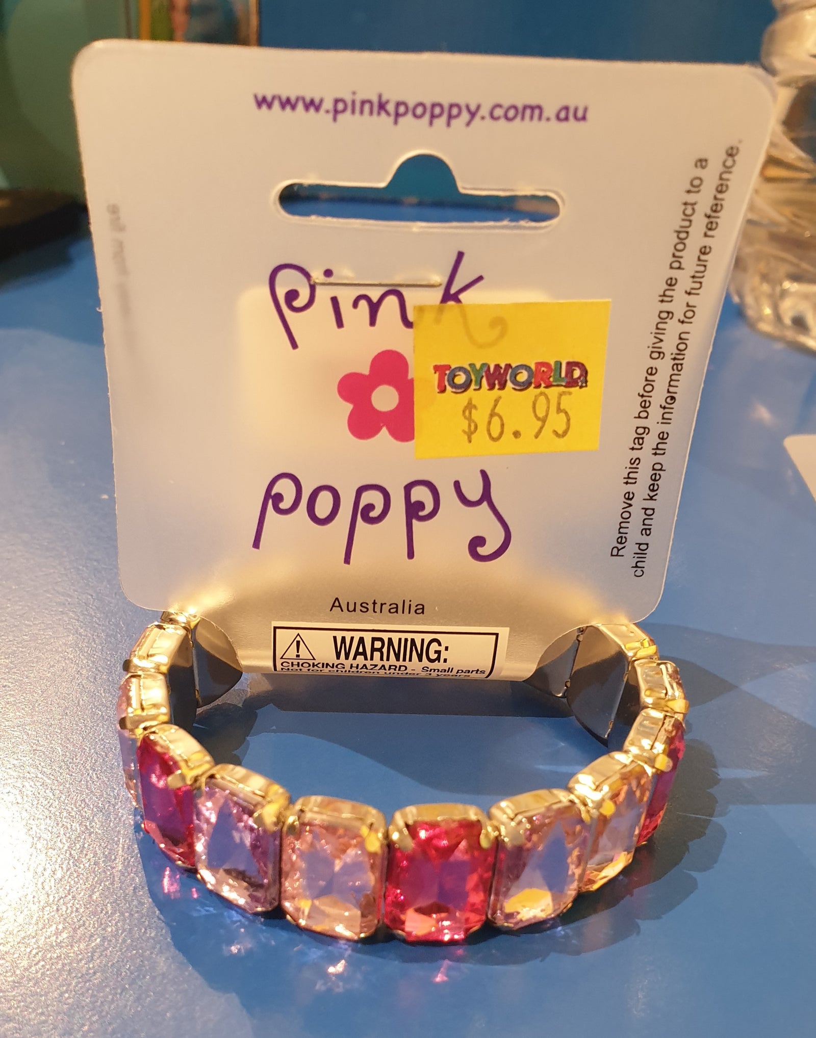 PINK POPPY - COLOURFUL GEM ELASTIC BANGLE - Toyworld Frankston