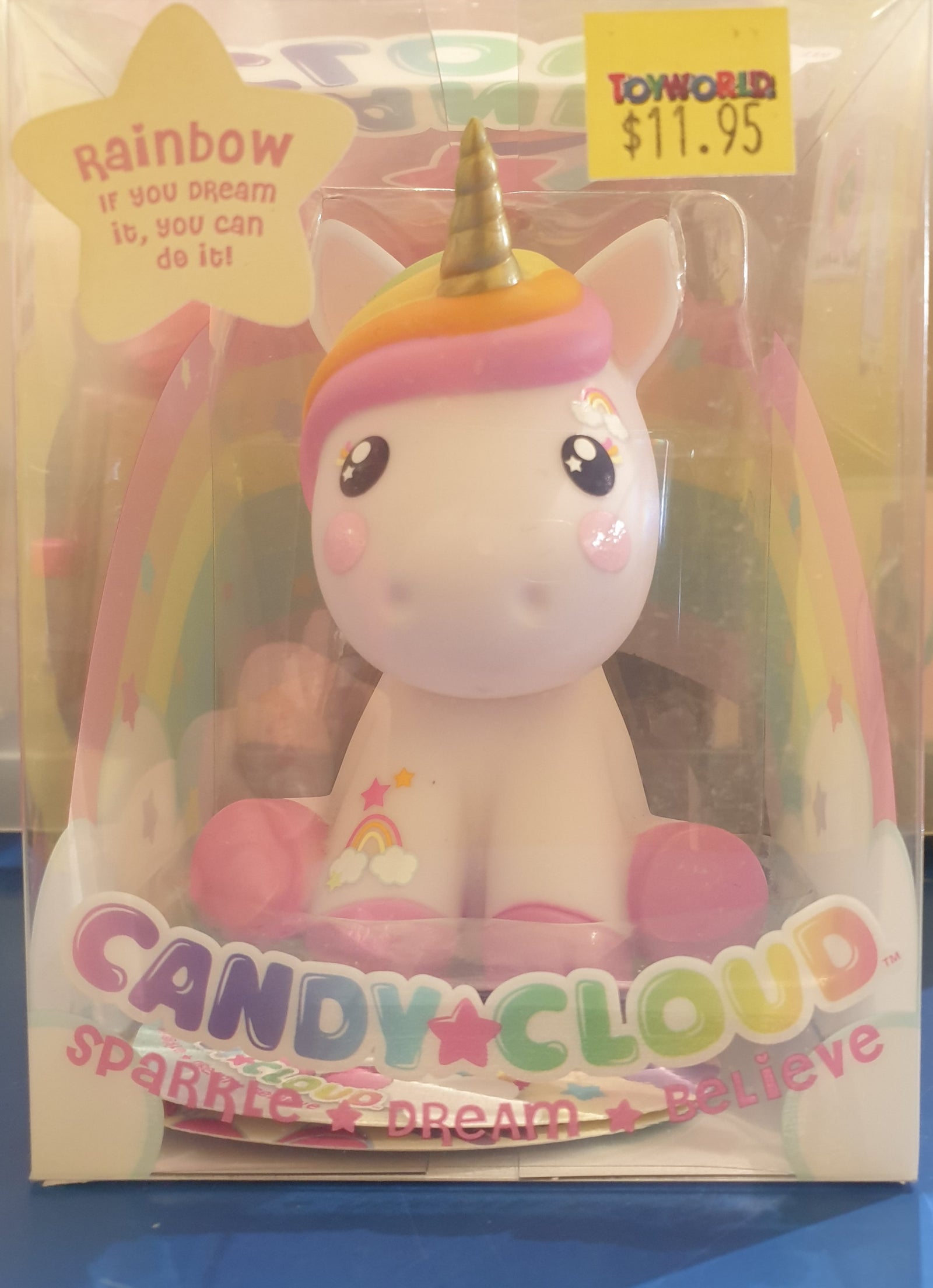 CANDY CLOUD UNICORN FIGURINE RAINBOW - Toyworld Frankston