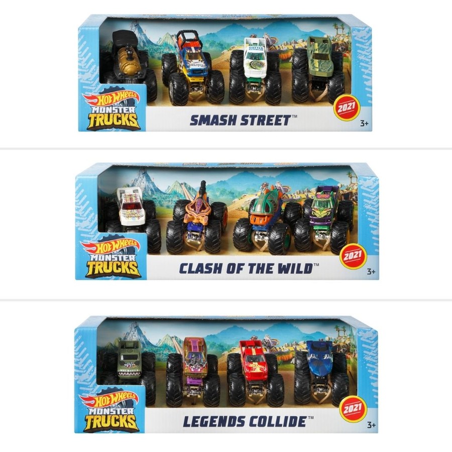 HOT WHEELS MONSTER TRUCKS 1:64 4-PACK ASSORTED - Toyworld Frankston