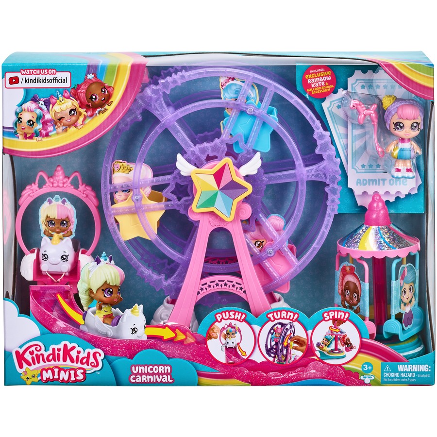 KINDI KIDS MINIS RAINBOW UNICORN CARNIVAL PLAYSET