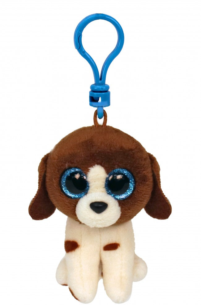 TY BEANIE BOOS CLIP MUDDLES DOG BROWN/WHITE - Toyworld Frankston