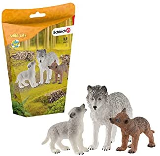 SCHLEICH-MOTHER WOLF WITH PUPS - Toyworld Frankston