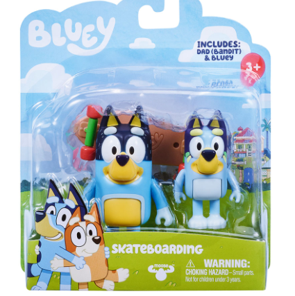 BLUEY FIGURE 2 PACK SKATEBOARDING - Toyworld Frankston