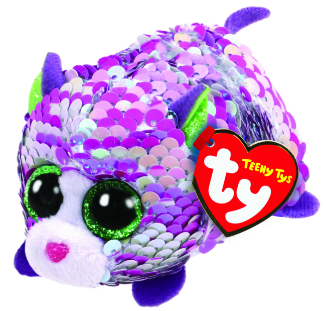 TEENY TYS BEANIE BOO SEQUIN - LILAC CAT - Toyworld Frankston