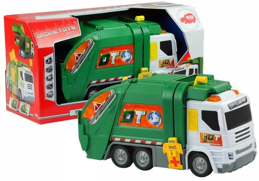 DICKIE TOYS 30CM LIGHT/SOUND GARBAGE TRUCK - Toyworld Frankston