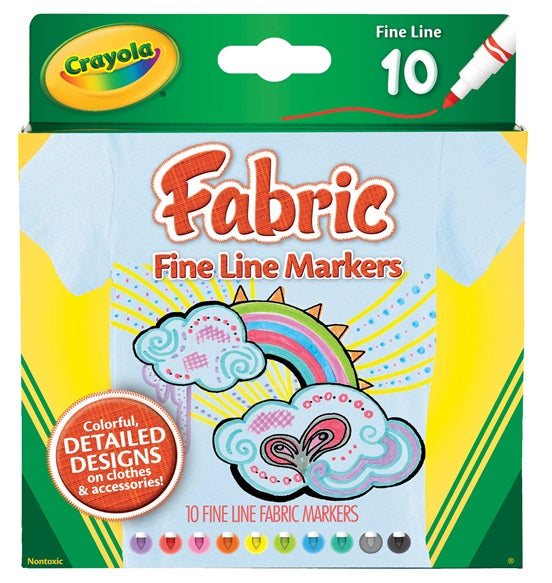 10 FABRIC MARKERS FINE LINE | CRAYOLA | Toyworld Frankston