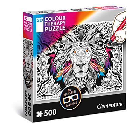 CLEMENTONI 3D COLOUR THERAPY PUZZLE 500 PC LION - Toyworld Frankston