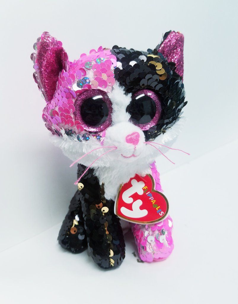 BEANIE BOOS SEQUINS MALIBU PINK BLACK CAT | TY BEANIES | Toyworld Frankston
