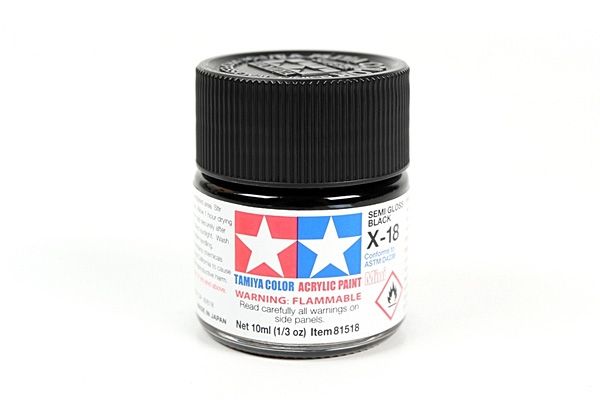 TAMIYA X-18 SEMI GLOSS BLACK - Toyworld Frankston