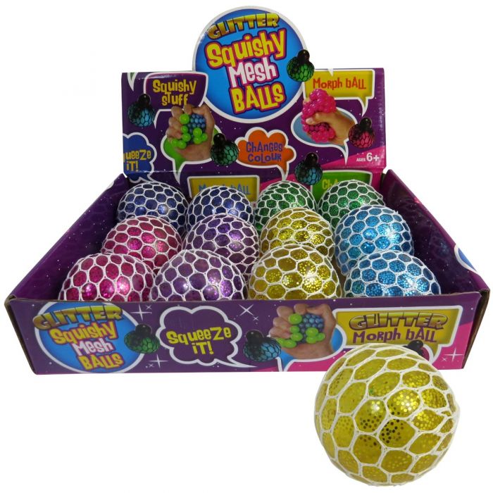 SQUISHY MESH BALL GLITTER - Toyworld Frankston