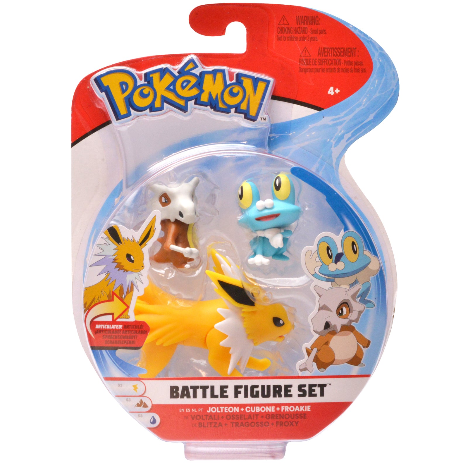 POKEMON 2 & 3 INCH 3 FIGURE PK - JOLTEON + CUBONE + FROAKIE - Toyworld Frankston