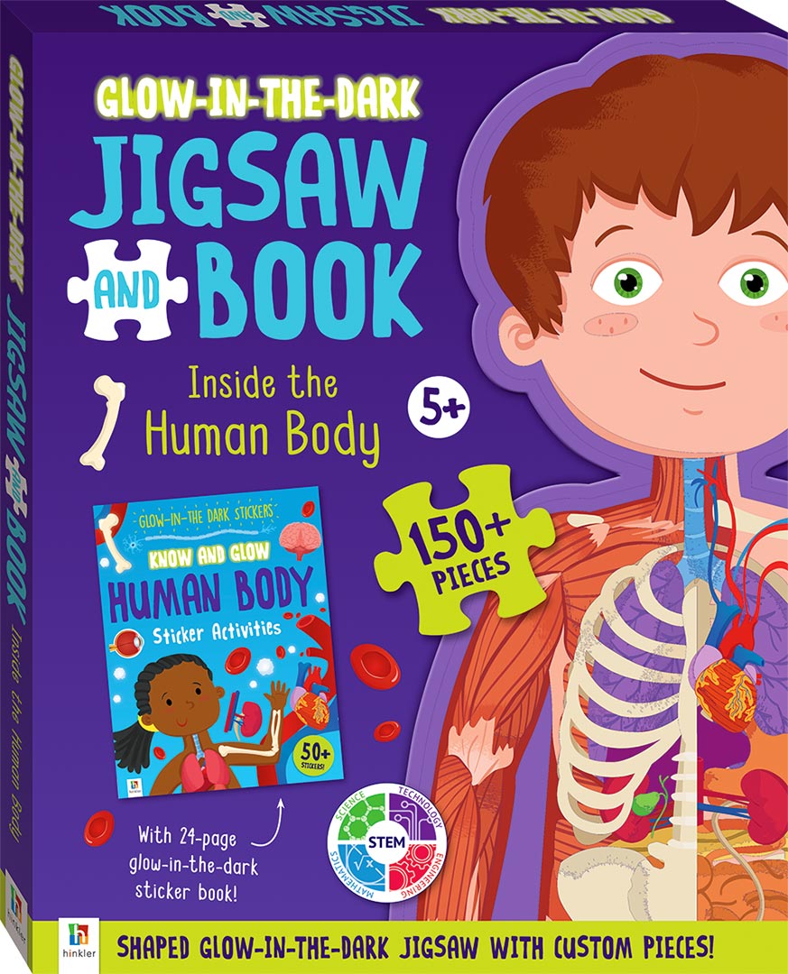 GLOW IN THE DARK - JIGSAW AND BOOK INSIDE THE HUMAN BODY | Toyworld Frankston | Toyworld Frankston