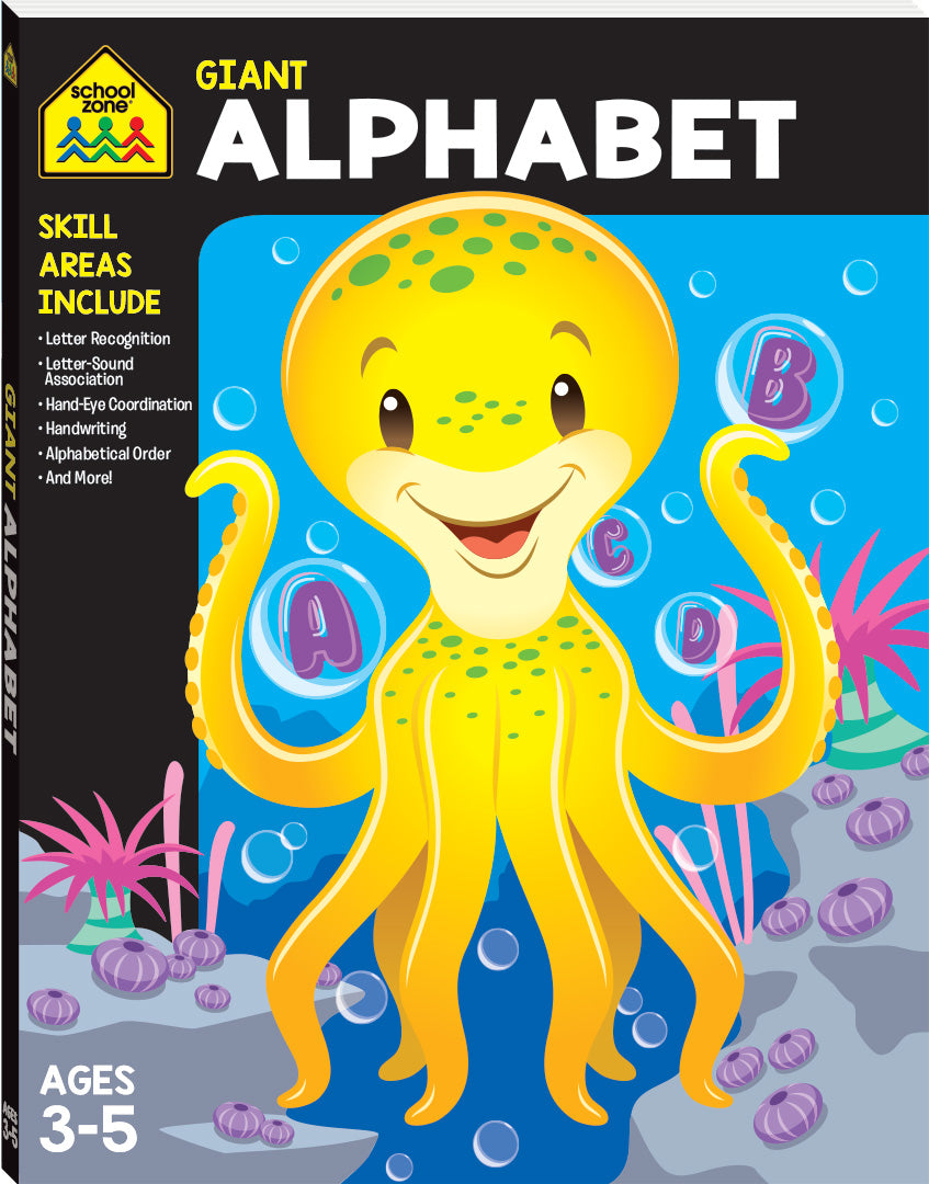 SCHOOL ZONE GIANT WORKBOOK ALPHABET AGES 3-5 - Toyworld Frankston