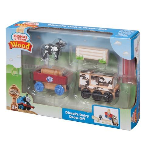THOMAS & FRIENDS WOODEN RAILWAY ENGINES - DIESELS DAIRY DROP-OFF - Toyworld Frankston
