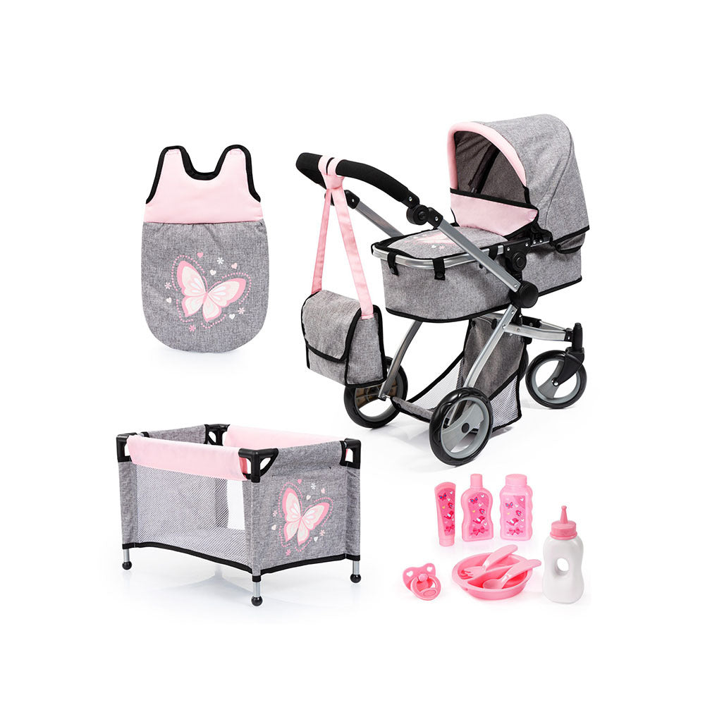 BAYER MILANA MEGA SET W COMBI PRAM GREY PINK bayer-milana-mega-set-w-combi-pram-grey-pink