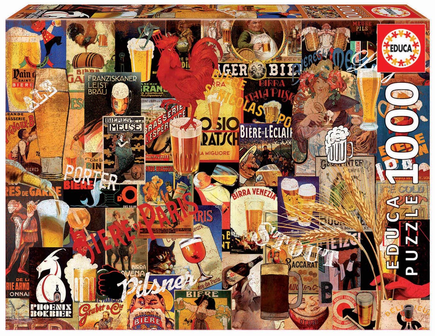 EDUCA - VINTAGE BEER COLLAGE - 1000PC PUZZLE | Toyworld Frankston | Toyworld Frankston
