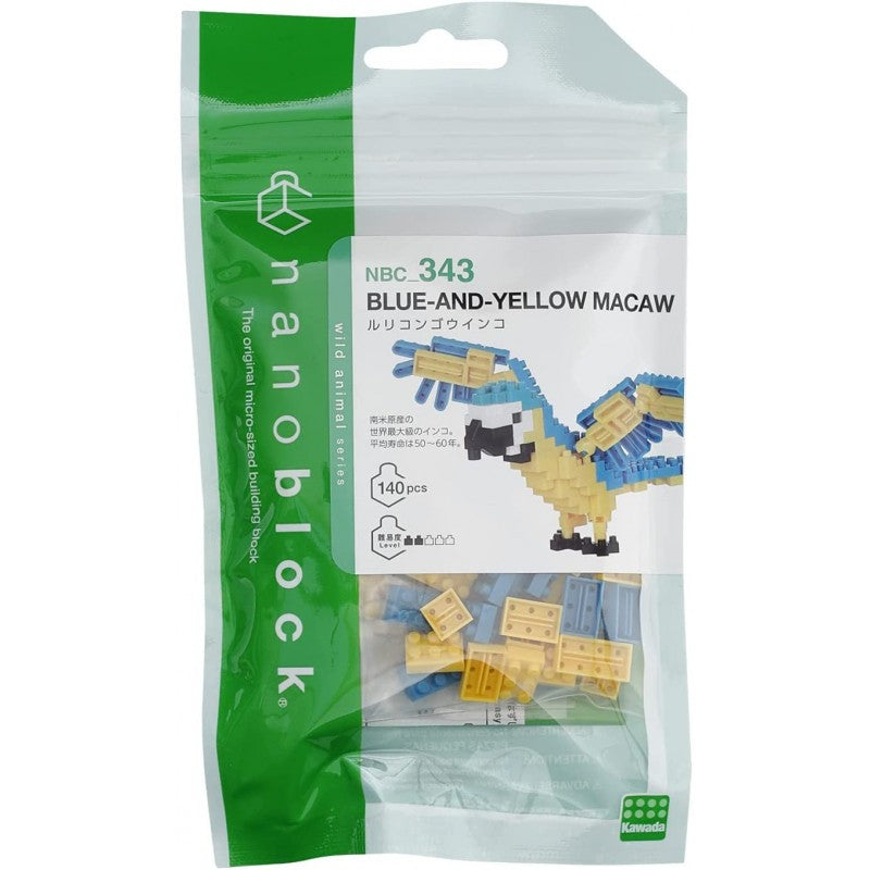 NANOBLOCK BLUE AND YELLOW MACAW 343 - Toyworld Frankston