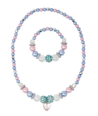 PINK POPPY BLUE ICE PRINCESS STRETCH PEARL BEADED NECKLACE AND BRACELET SET - Toyworld Frankston