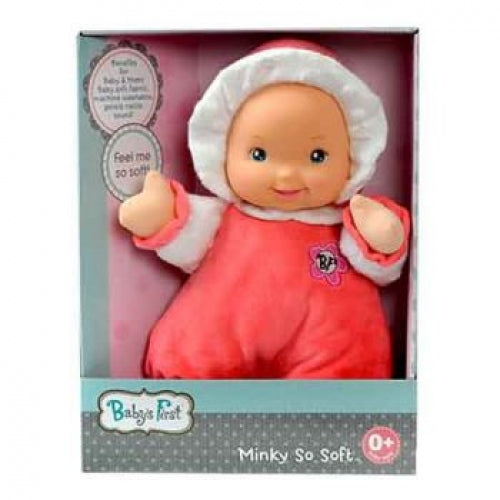 BABY'S FIRST MINKY DOLL - CORAL - Toyworld Frankston