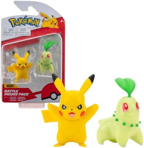 POKEMON BATTLE FIGURE - PIKACHU AND CHIKORITA - Toyworld Frankston