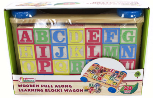 WOODEN PULL ALONG BLOCKS WAGON - Toyworld Frankston