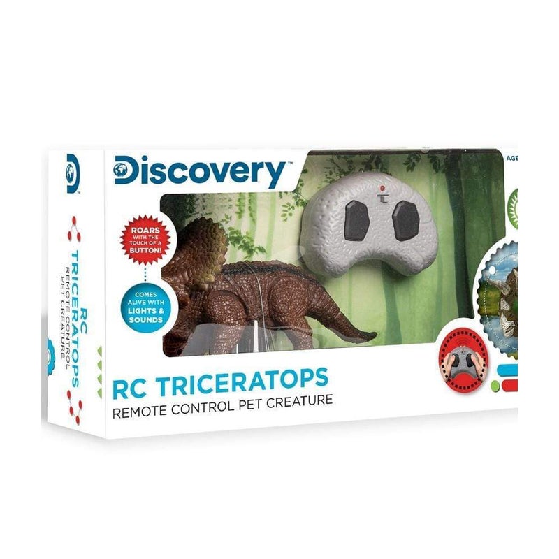 DISCOVERY RC TRICERATOPS LED INFRARED CONTROLLED ACTION DINOSAUR - Toyworld Frankston