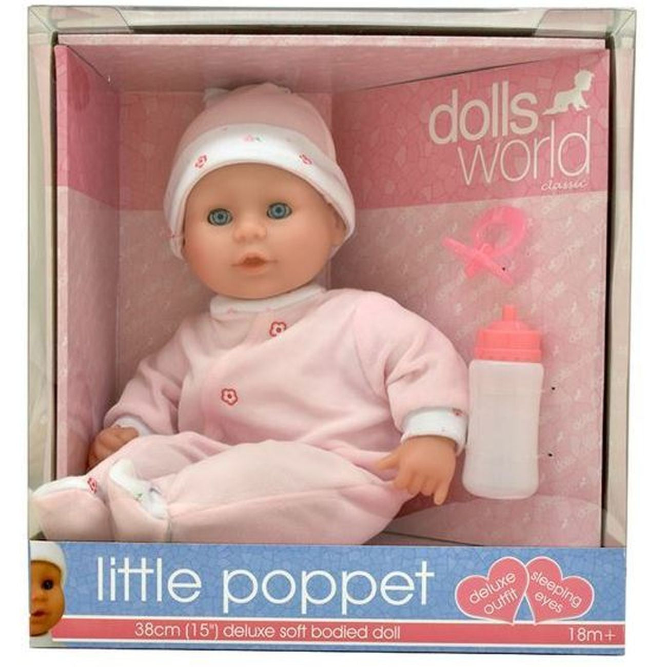 DOLLSWORLD LITTLE POPPET 38CM - PINK - Toyworld Frankston