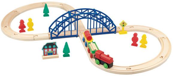 WOODEN FIGURE 8 TRAIN SET 35PC - Toyworld Frankston