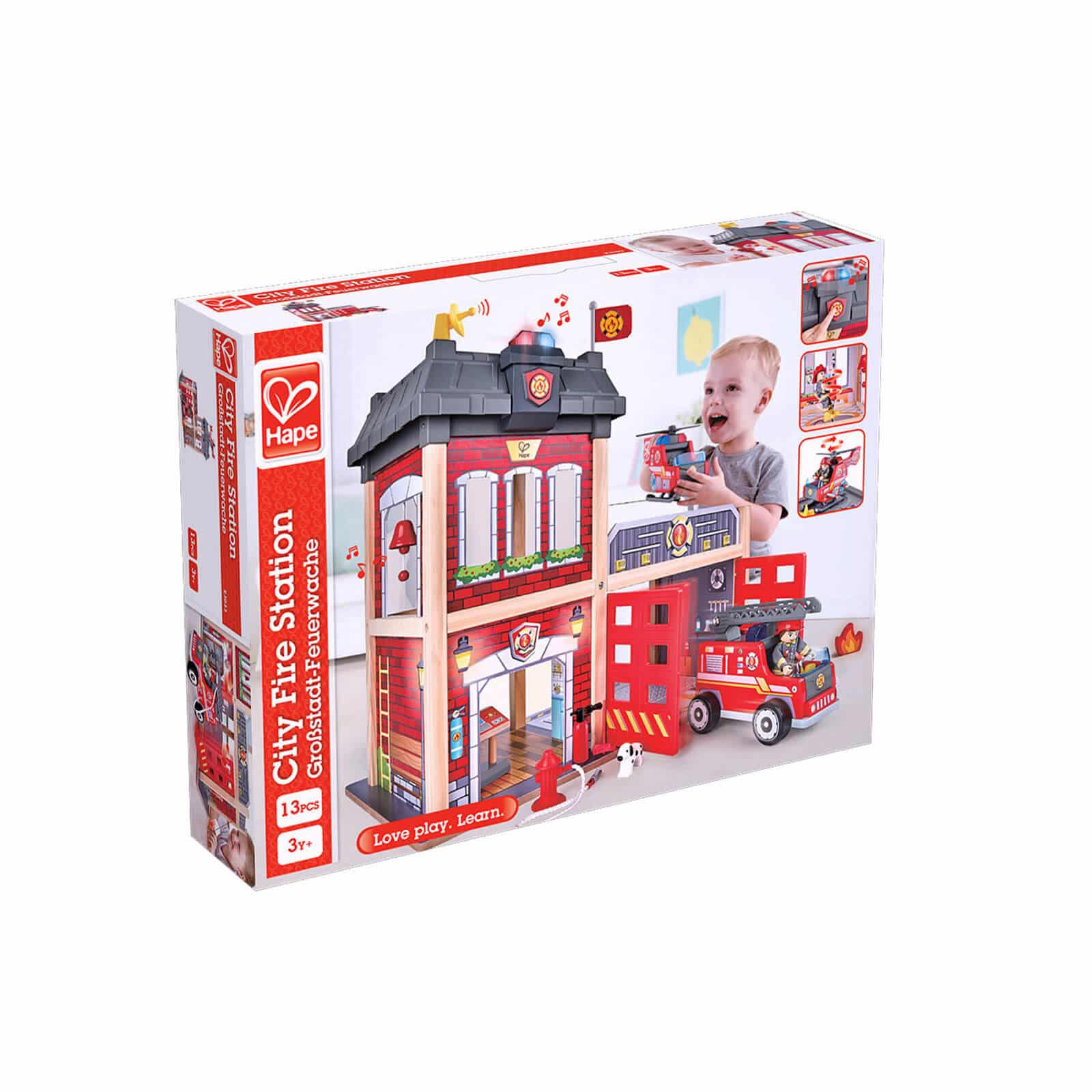HAPE FIRE STATION WITH 2 VEHICLES - Toyworld Frankston
