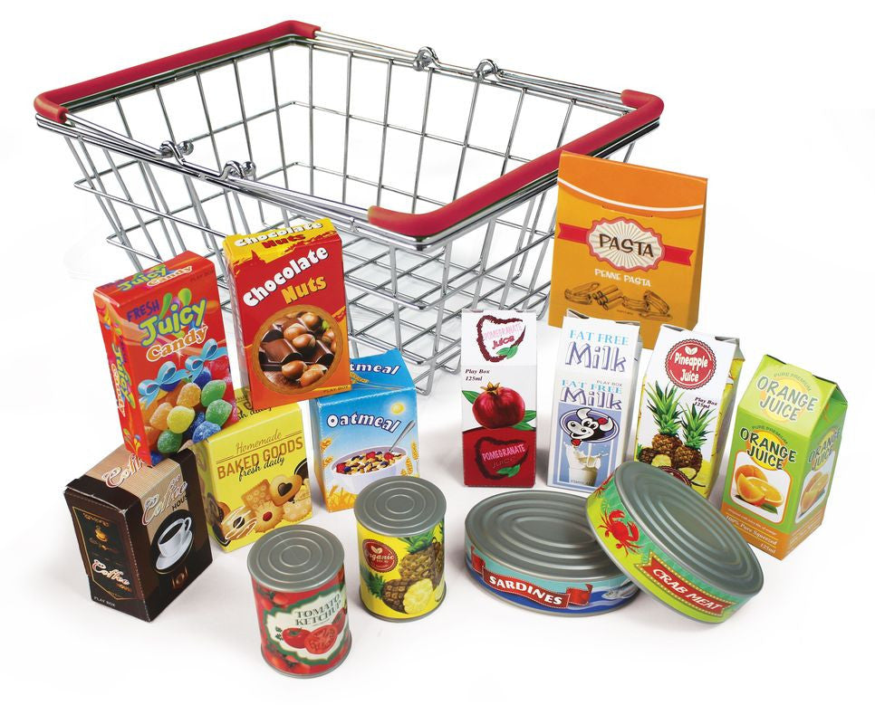 FOOD BASKET WITH BOXED FOOD 14 PIECE - Toyworld Frankston