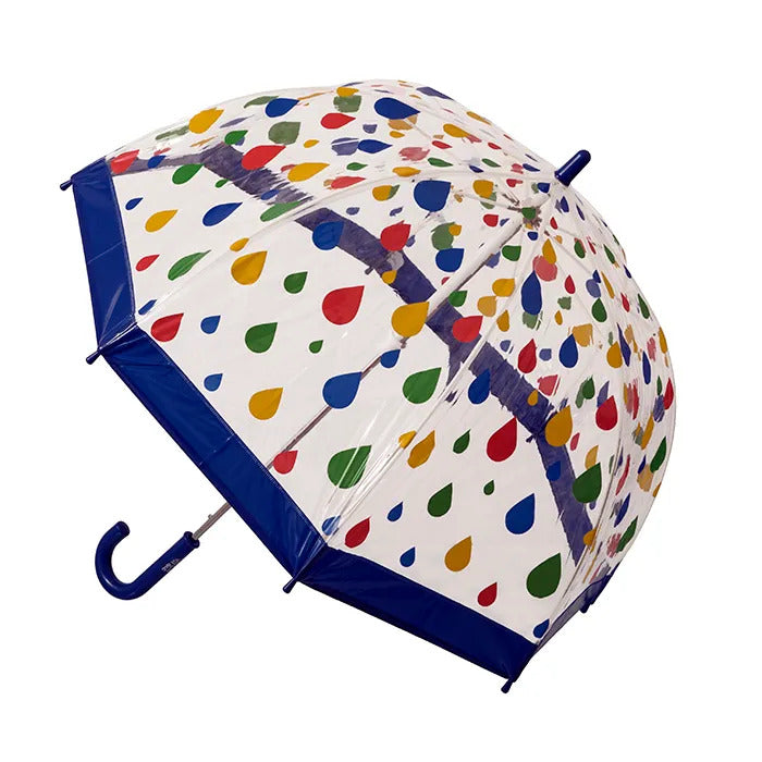 KIDS PVC BIRDCAGE UMBRELLA - RAINDROPS - Toyworld Frankston