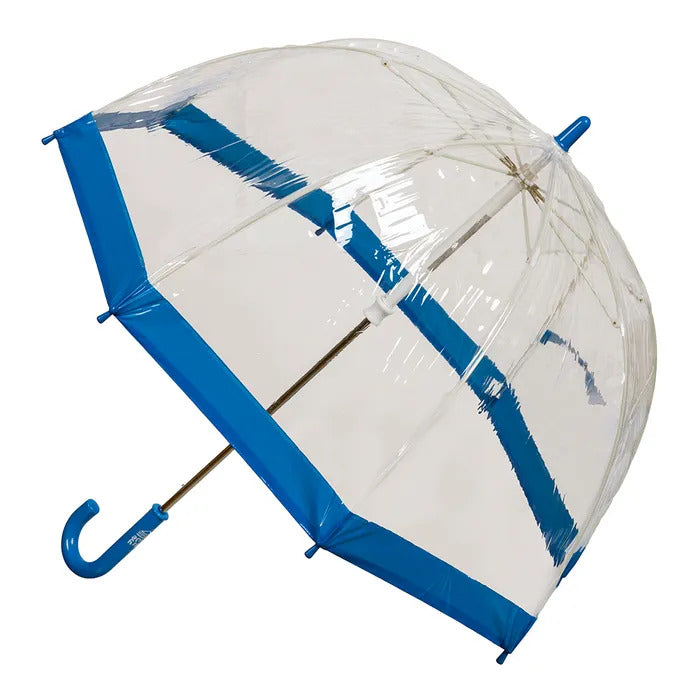 KIDS PVC BIRDCAGE UMBRELLA - BLUE BORDER - Toyworld Frankston