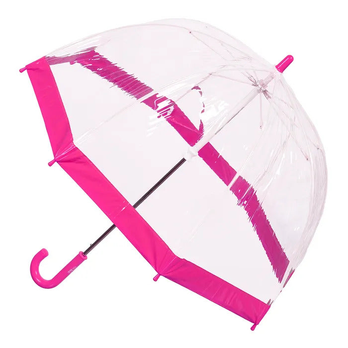 KIDS PVC BIRDCAGE UMBRELLA - PINK BORDER - Toyworld Frankston