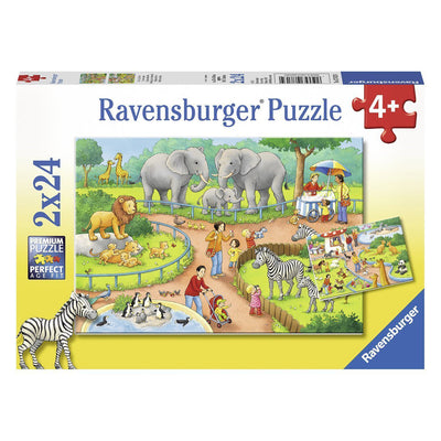 RAVENSBURGER -  A DAY AT THE ZOO 2X24 PIECE PUZZLES - Toyworld Frankston