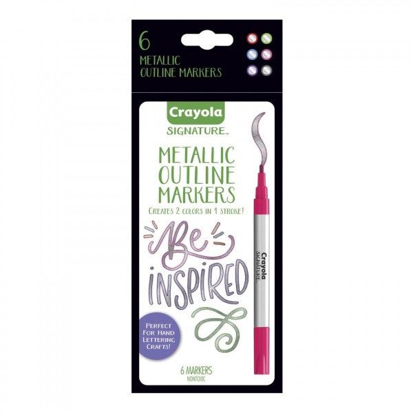 CRAYOLA 6PK METALLIC OUTLINE MARKERS - Toyworld Frankston