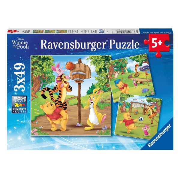 RAVENSBURGER DISNEY WINNIE THE POOH SPORTS DAYS 3X49PC PUZZLE - Toyworld Frankston
