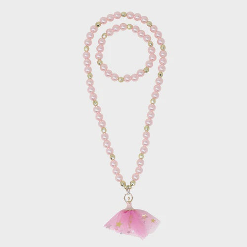 PINK POPPY BALLERINA CHARM NECKLACE AND BRACELET SET