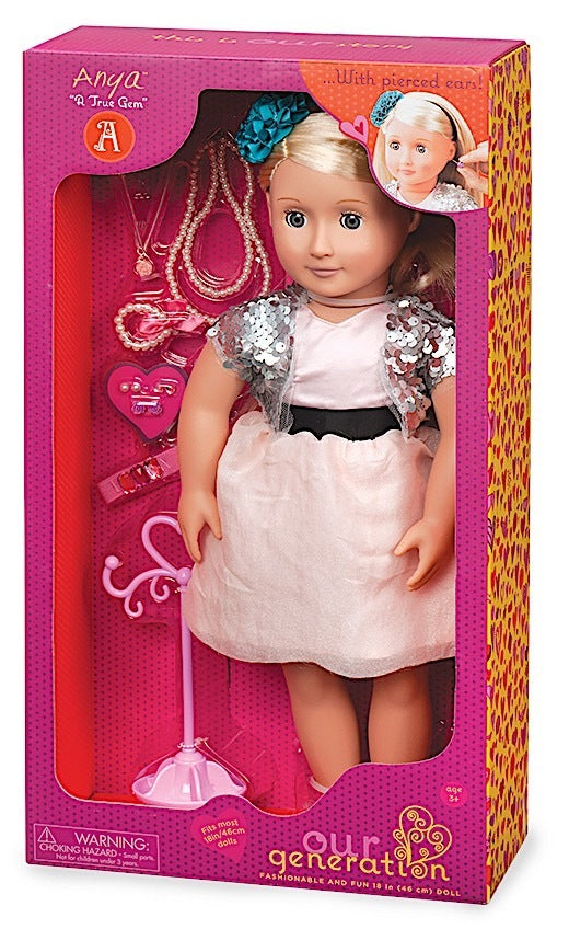 OUR GENERATION JEWELRY DOLL ANYA ANYA A TRUE GEM PLATINUM - Toyworld Frankston