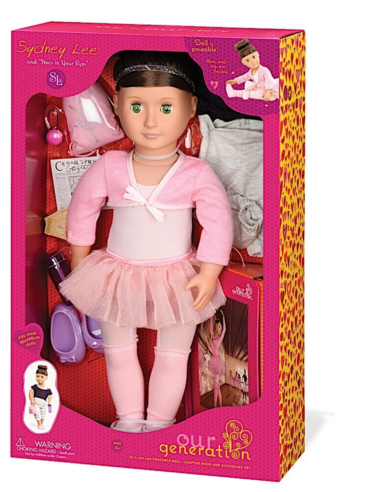 OUR GENERATION DELUXE SYDNEY LEE DOLL & BOOK SYDNEY LEE AND INSTARS IN YOUR EYESIN BRUNETTE | OUR GENERATION | Toyworld Frankston