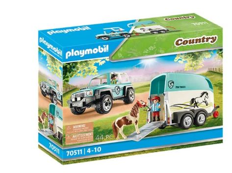 PLAYMOBIL CAR WITH PONY TRAILER - Toyworld Frankston