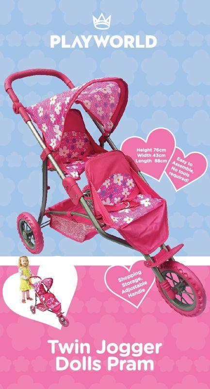 PLAYWORLD DOLL TWIN JOGGER PINK WF - Toyworld Frankston