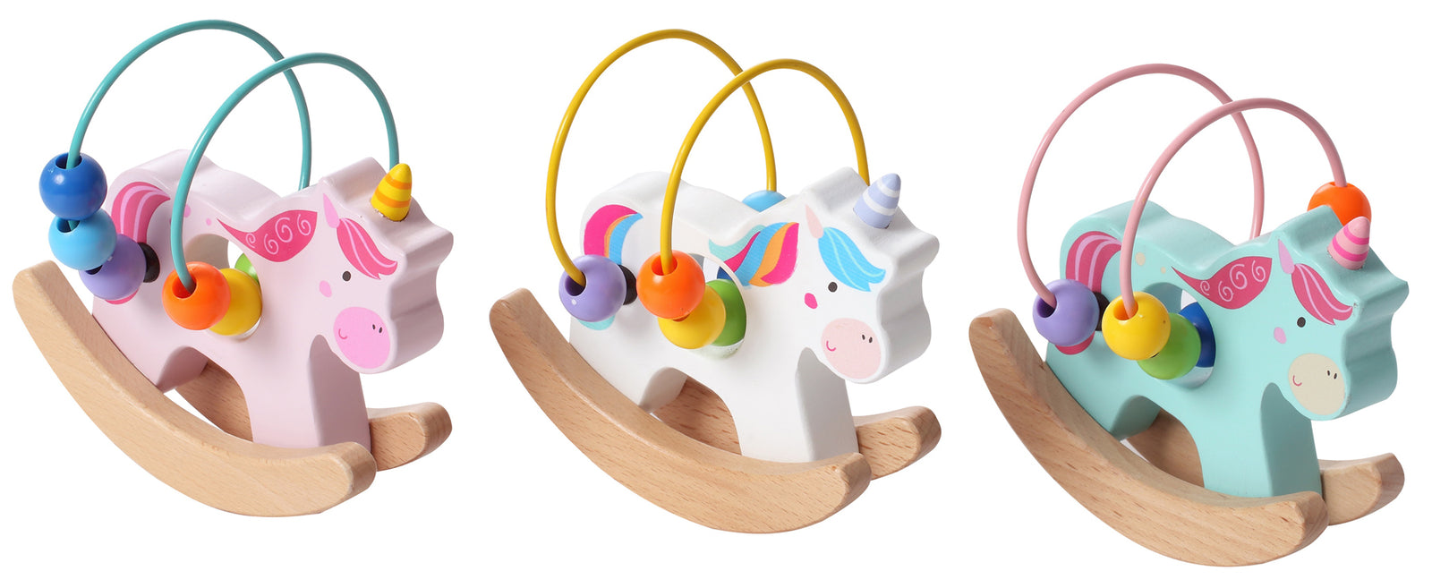 WOODEN UNICORN BEAD MAZE WITH ROCKING BASE - Toyworld Frankston
