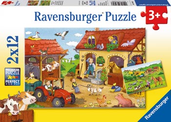 RAVENSBURGER WORKING ON THE FARM 2X12PC PUZZLE - Toyworld Frankston