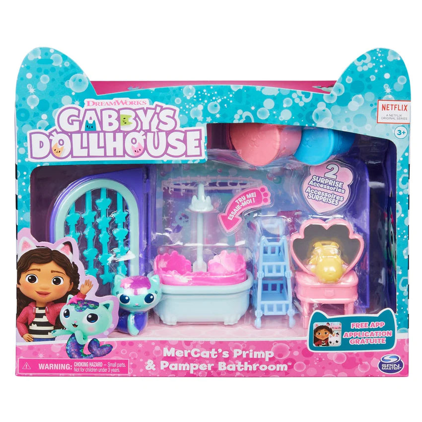 GABBY'S DOLLHOUSE DELUXE ROOM MERCAT'S PRIMP & PAMPER BATHROOM - Toyworld Frankston