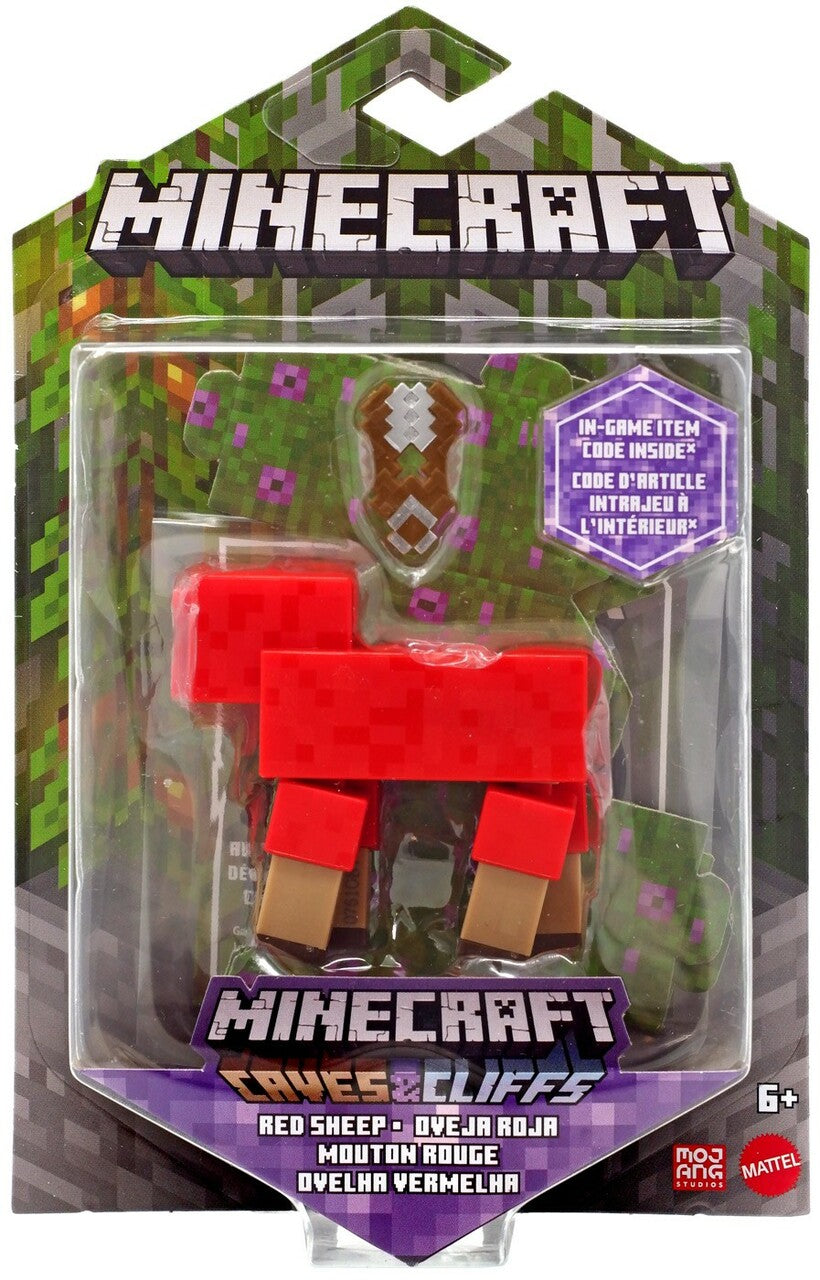 MINECRAFT FIGURE RED SHEEP - Toyworld Frankston