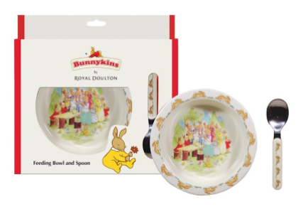 Bunnykins Feeding Bowl & Spoon - Running Design RED - Toyworld Frankston