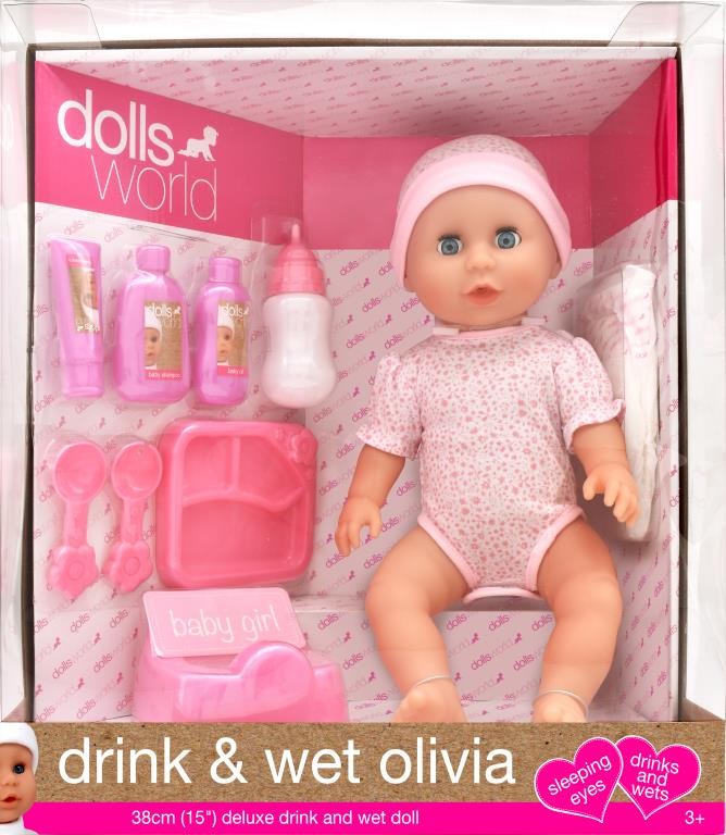 DOLLS WORLD DRINK & WET OLIVIA - Toyworld Frankston