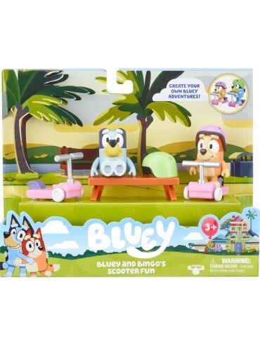 BLUEY FIGURE AND VEHICLE ASSORTED BLUEY & BINGOS SCOOTER FUN - Toyworld Frankston